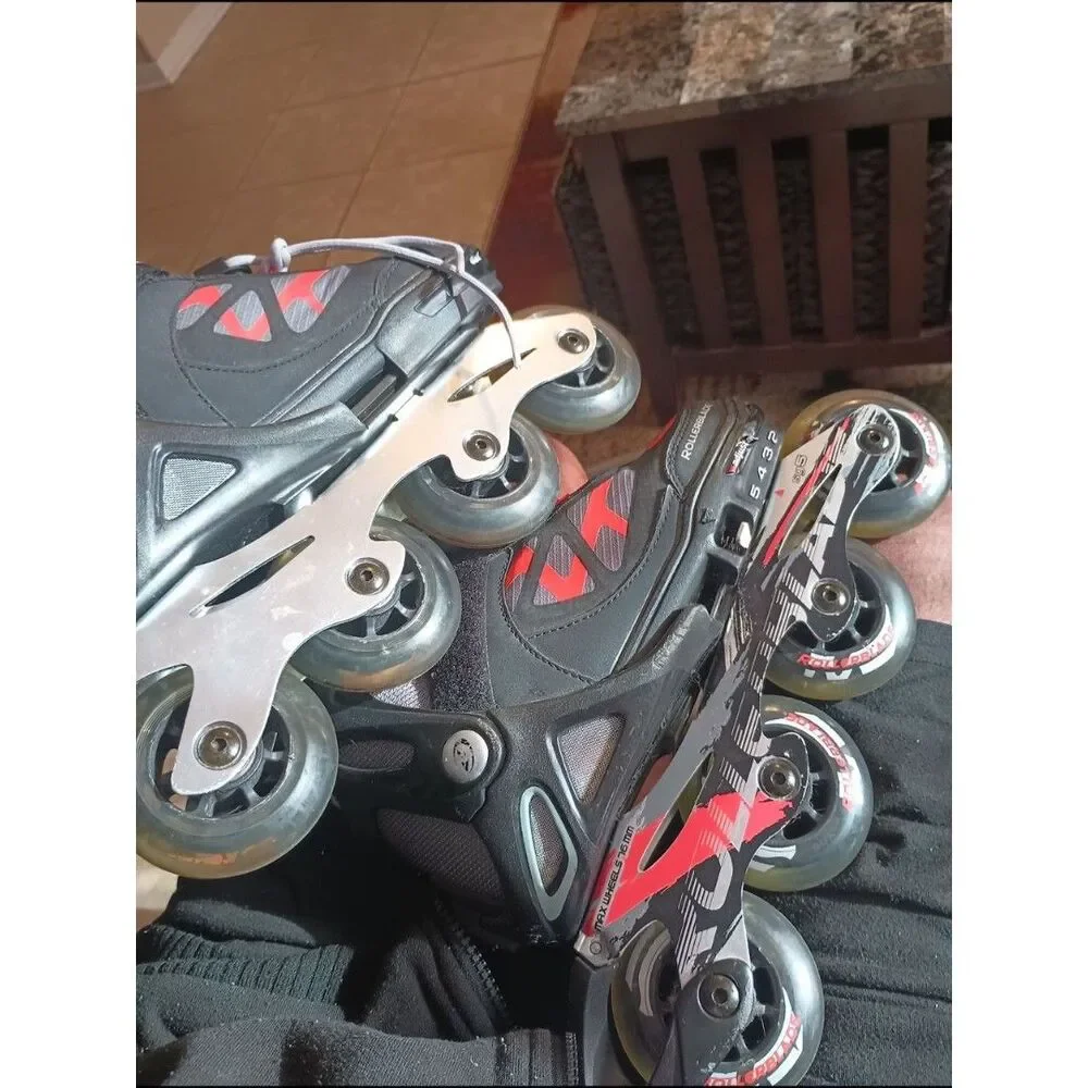 Kids' Gray and Red Adjustable Inline Skates